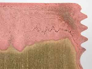 Detail of dezincified region showing potential for cracking